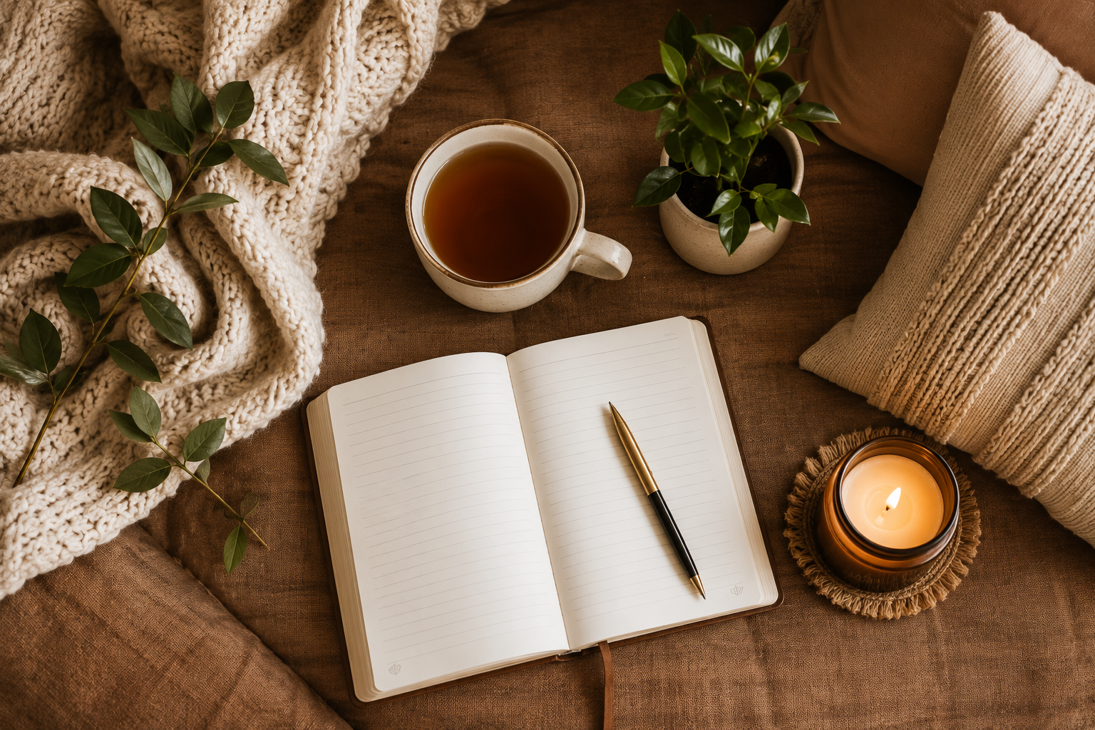 Tea Candle and Journal Overhead with Michelle Robinson AUMatHOME